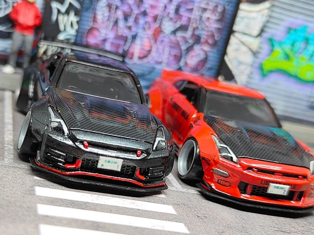 トミカ改造 フィアット オーバーフェンダー 赤 LB 深リムホットウィール