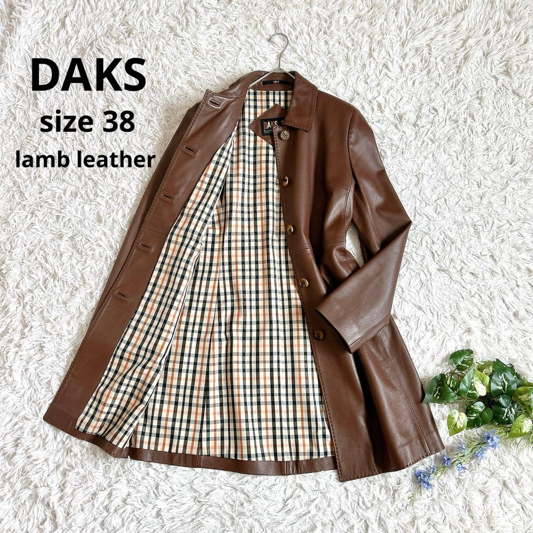 美品⁂ダックス⁂リアルレザーミドル丈コート　ラムレザー　ハウスチェック　茶色　M ハウスチェック ウールひざ掛け 17-315018｜DAKS（ダックス）公式