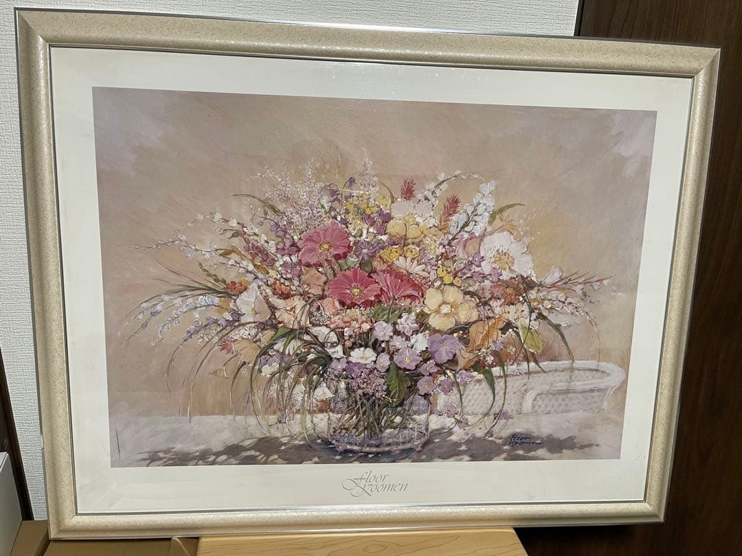 【額装】Floor Koomen 花の作品 版画フラワーアート 約80×60cm