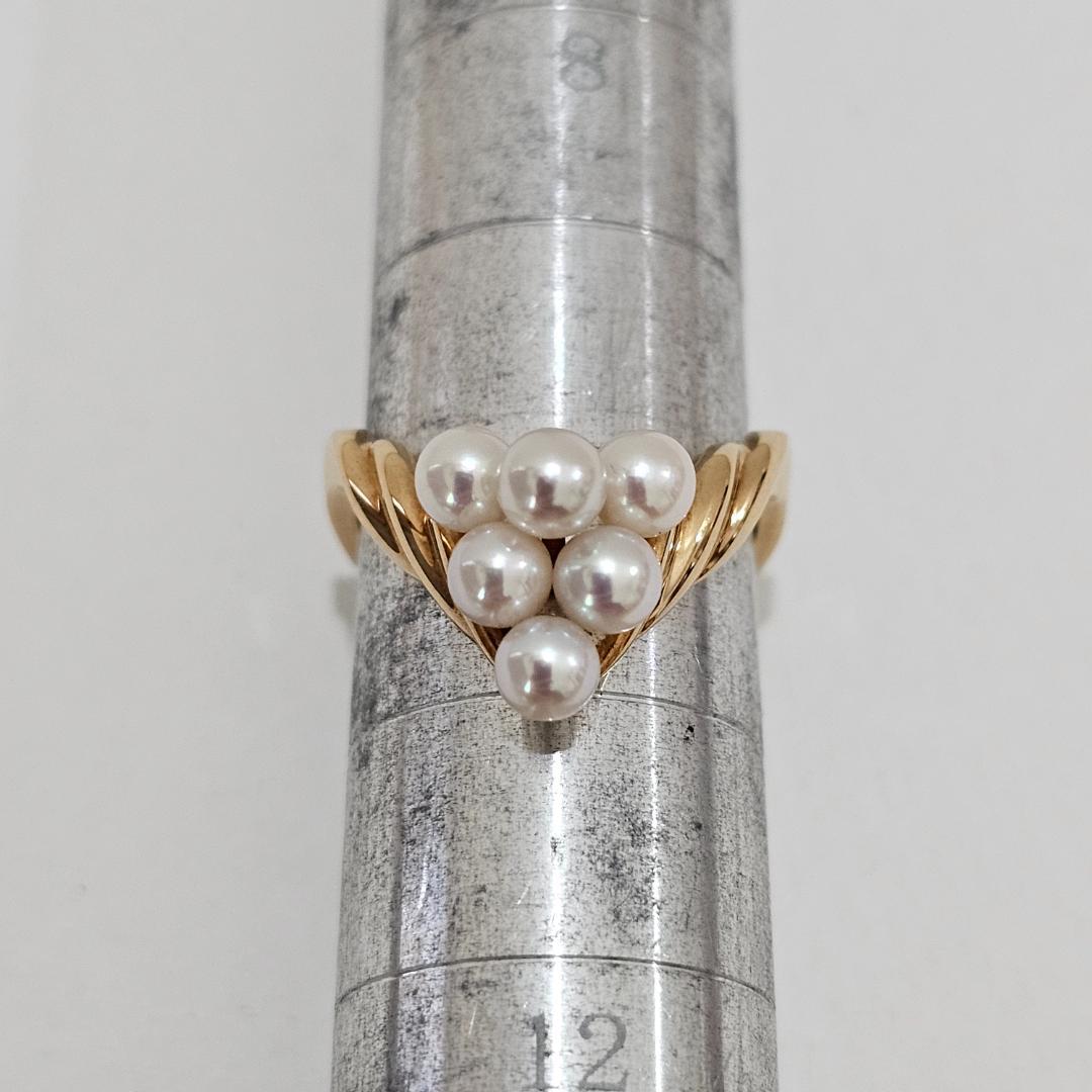 1861 タサキパールダイヤリングK18YGイエローゴールド10号8.3mm