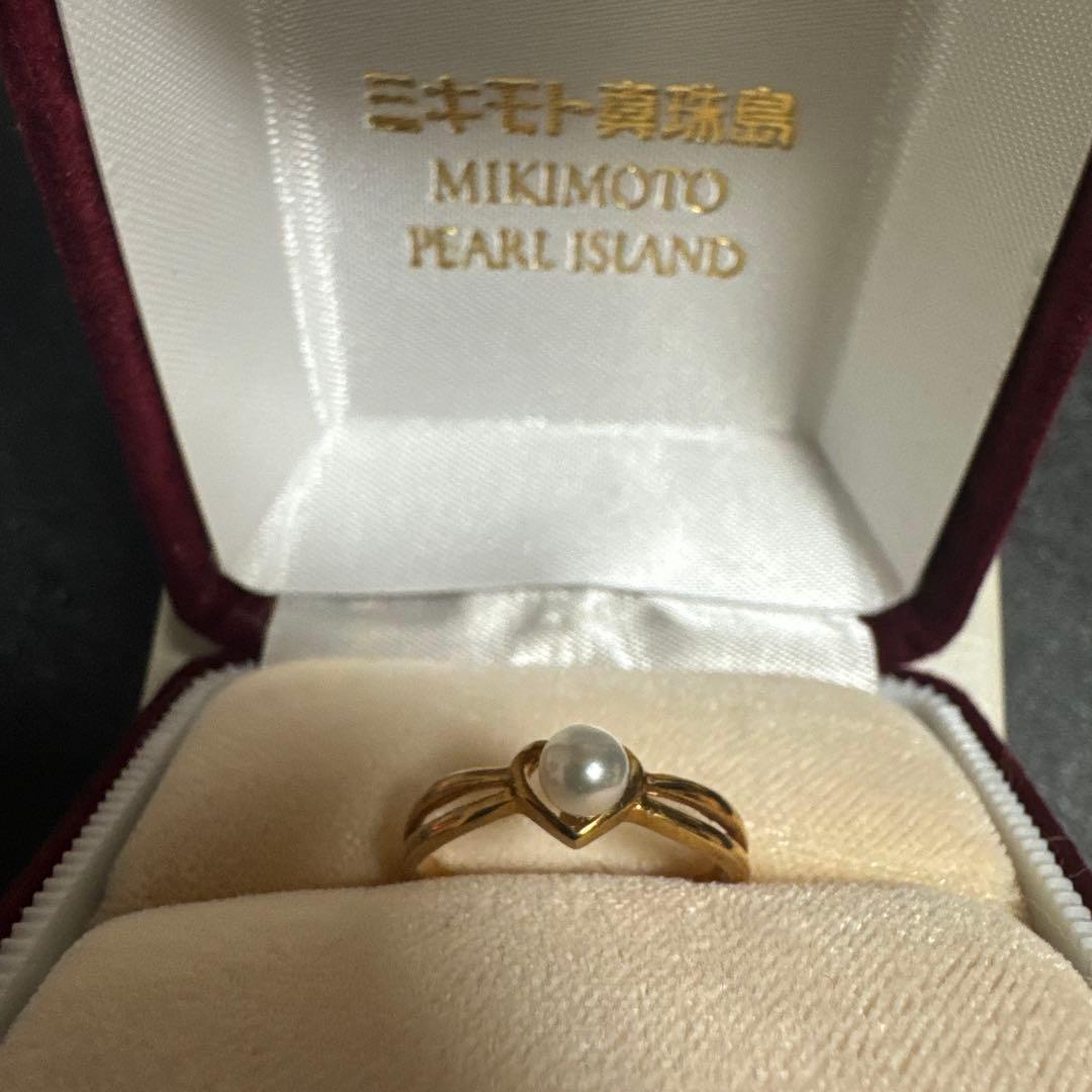 ミキモト ゴールド ハート型 真珠 リング K18 #9