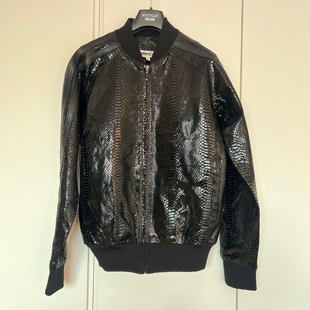 【TOM Chan】レザージャケット　パイソン型押し豚革　エナメルジップ