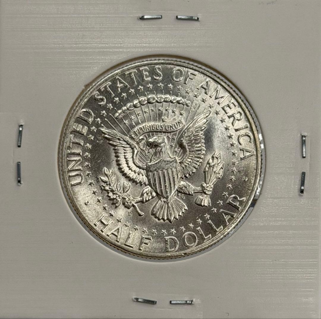 1964年ケネディハーフダラー銀貨（ミントマークD）ハイグレード