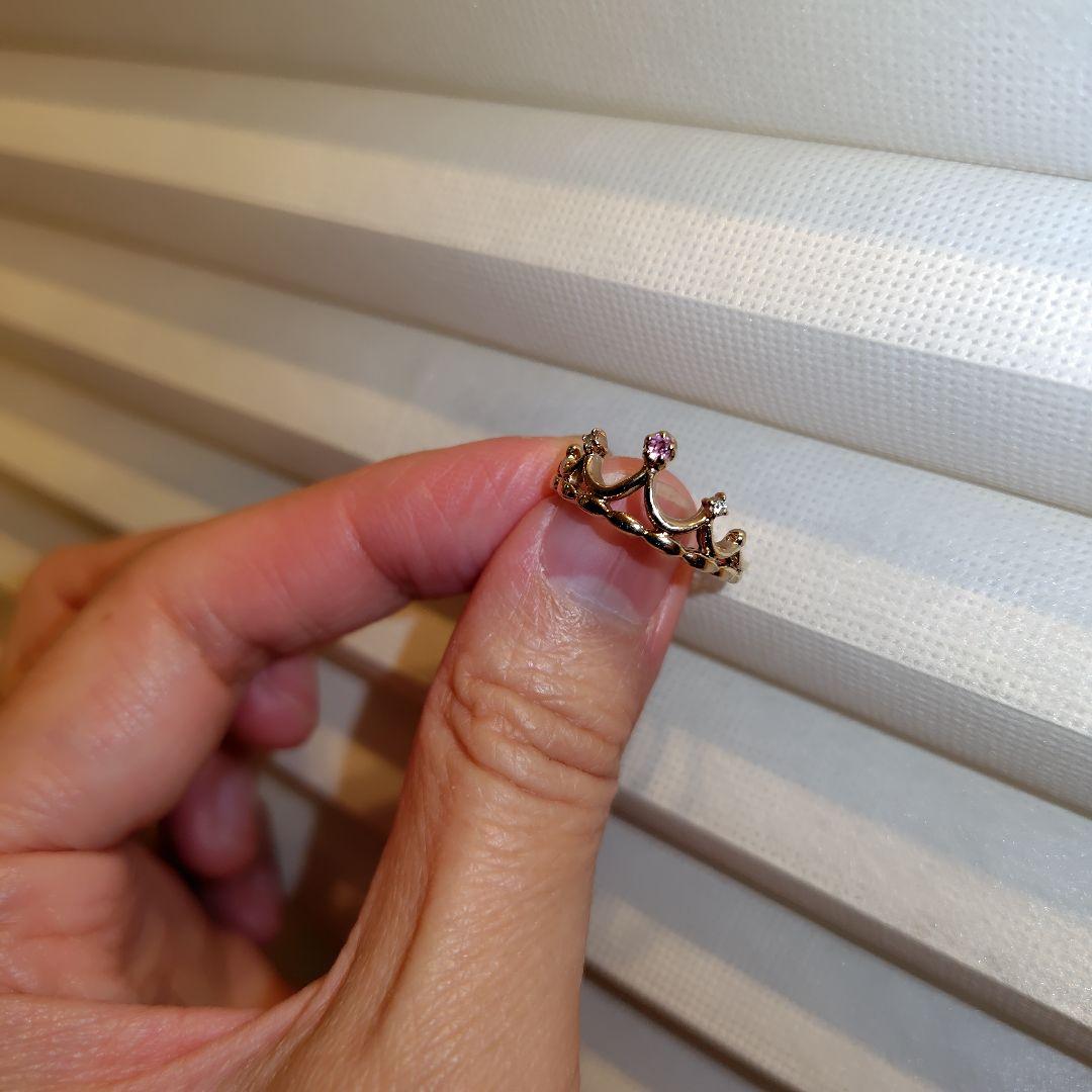 K18 ピンクトルマリン ダイヤモンド リング 7号 王冠 クラウン