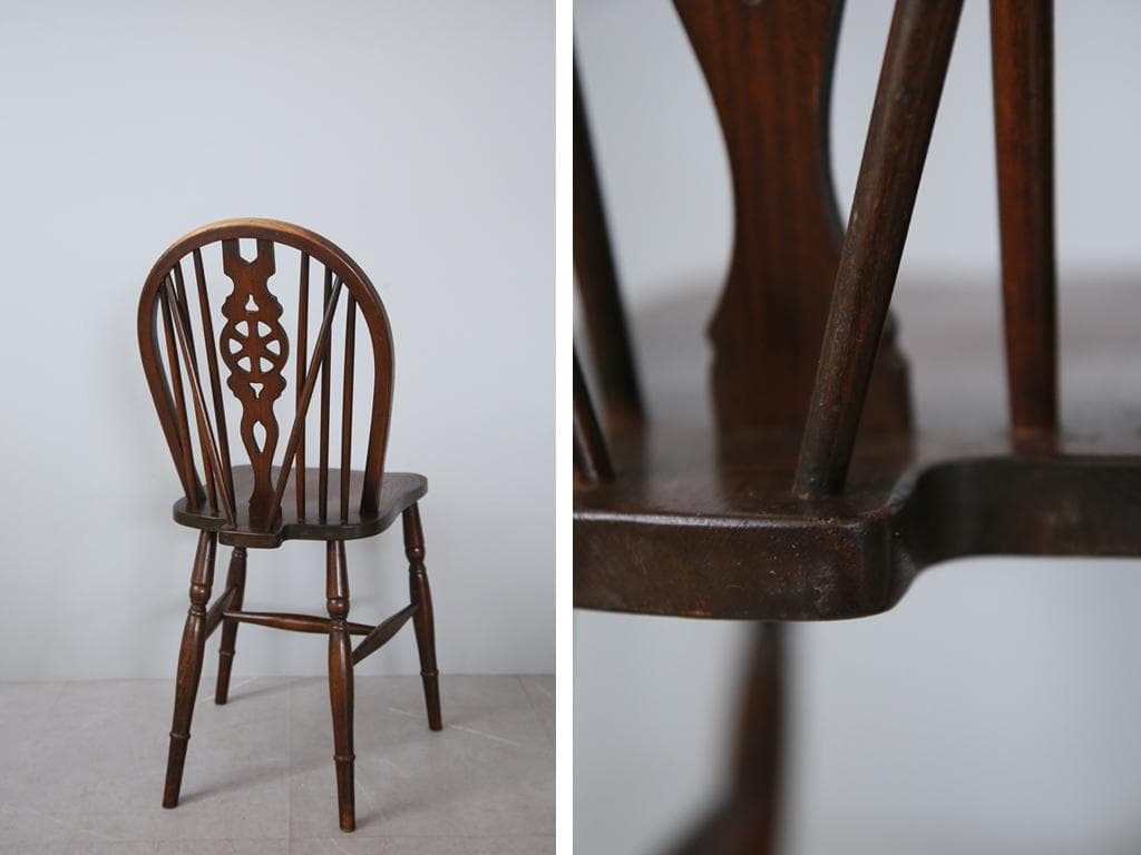 英国アンティーク木製ホイールバックチェア/ダイニングイス椅子(91-203