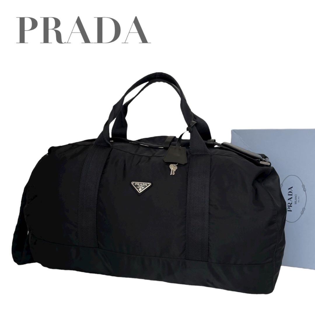 極美品　プラダ　三角ロゴ　ナイロン　ボストンバッグ　2way　ブラック　5084