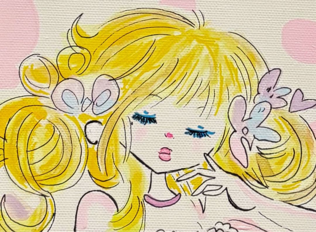 F4号】手描き油彩画 水森亜土 額縁 未使用額 絵画 サイン 人気作家