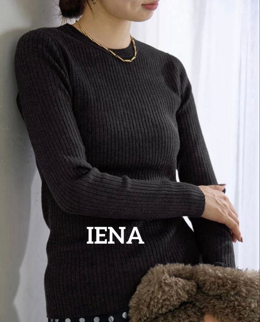 未使用　IENA メリノリブ クルーネックプルオーバー