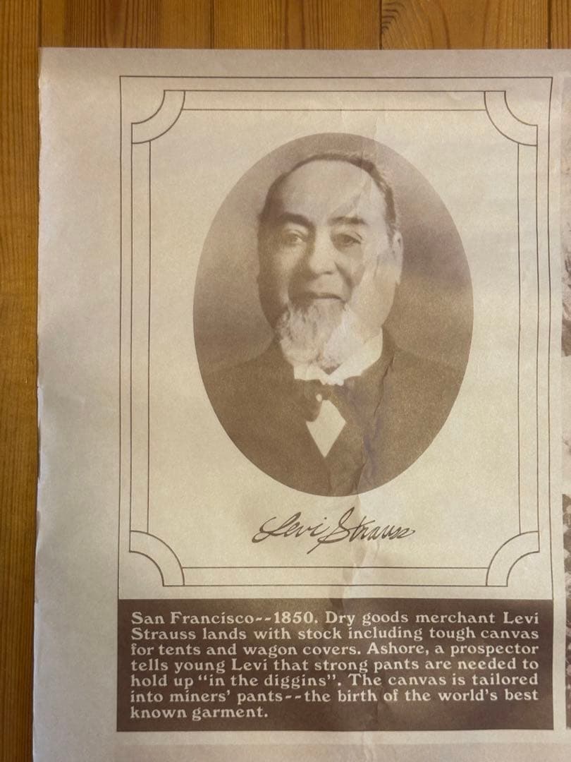 レア70年代オリジナルLEVISリーバイス販促用ビンテージ歴史ポスターBIG