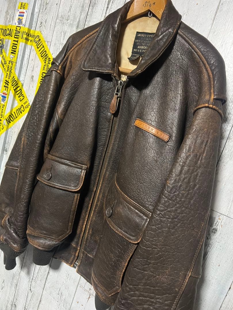 アヴィレックス A-2 フライトジャケット AVIREX シボ革 胸タグ 希少