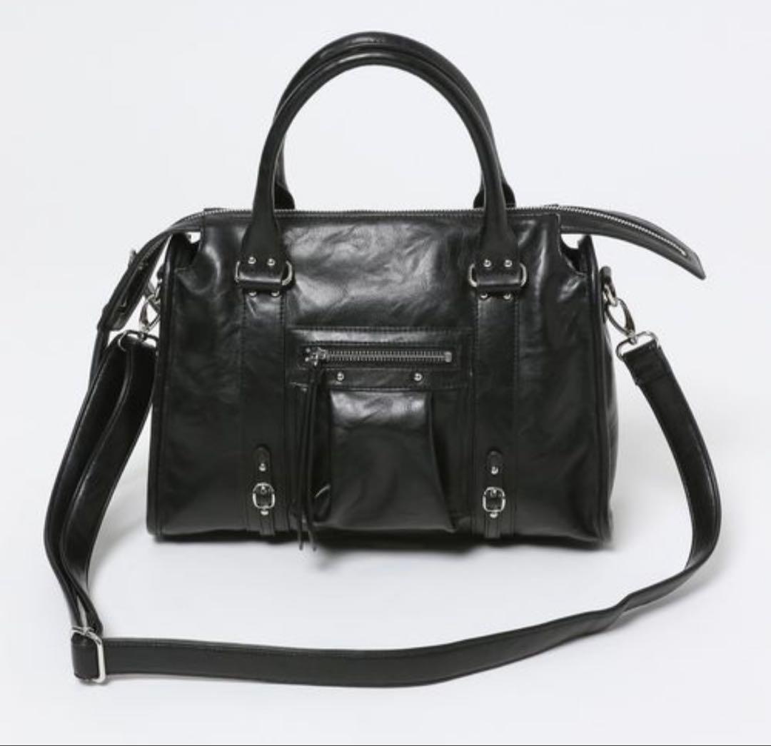 JEANASIS／アンティークフェイクレザーボストン　ブラック