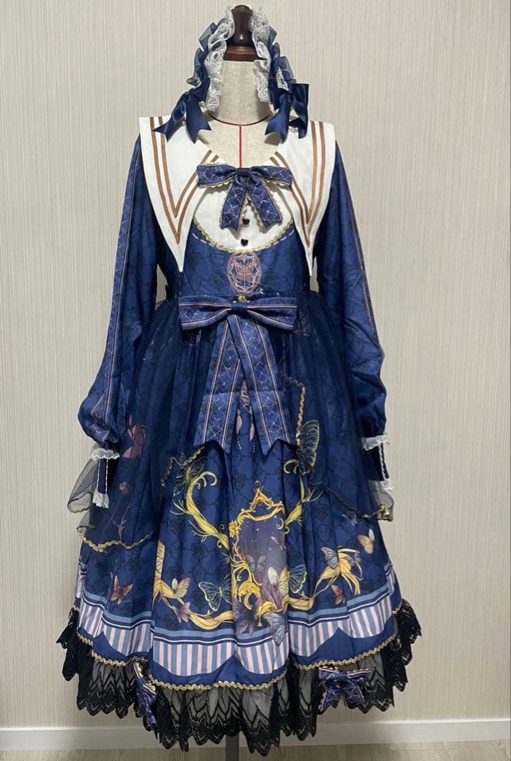 ロリータ　紺 楽天市場】一部即納 ロリータ 童話柄ジャンパースカート jsk