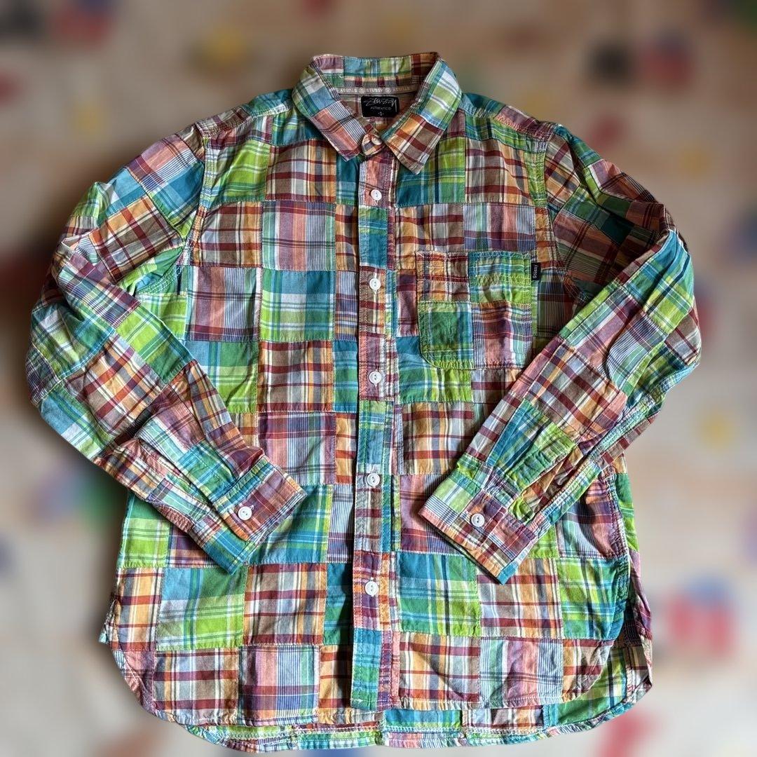 Stussy パッチワーク チェック柄 長袖シャツ S - メルカリ