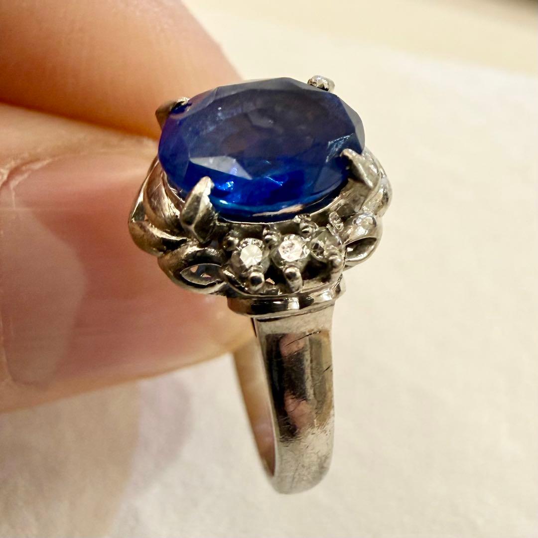 Pt900 ブルーサファイア 2.263ct ダイヤ 0.10ct リング