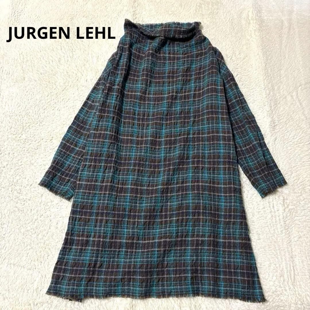 訳あり JURGEN LEHL ヨーガンレール チェック ハイネックチュニック