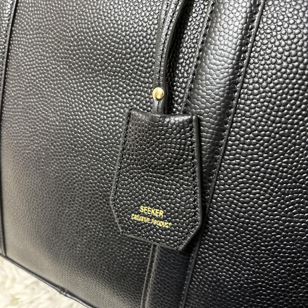 SEEKER ブリーフケース レザー シボ革 A4サイズ可 黒 B988573