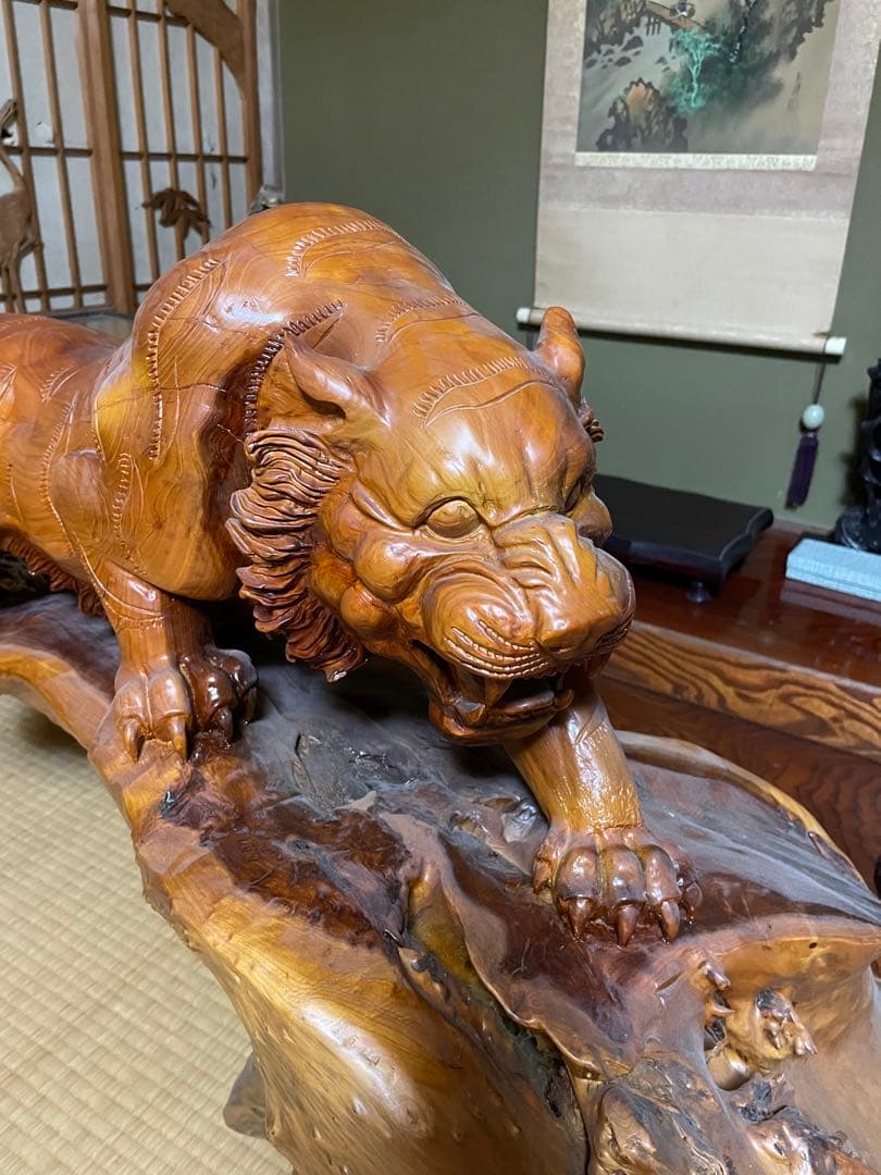 天然木 虎置物 楽天市場】【20%OFFクーポン〜】ミニチュア 虎の置物 木製 彫刻 7.7cm