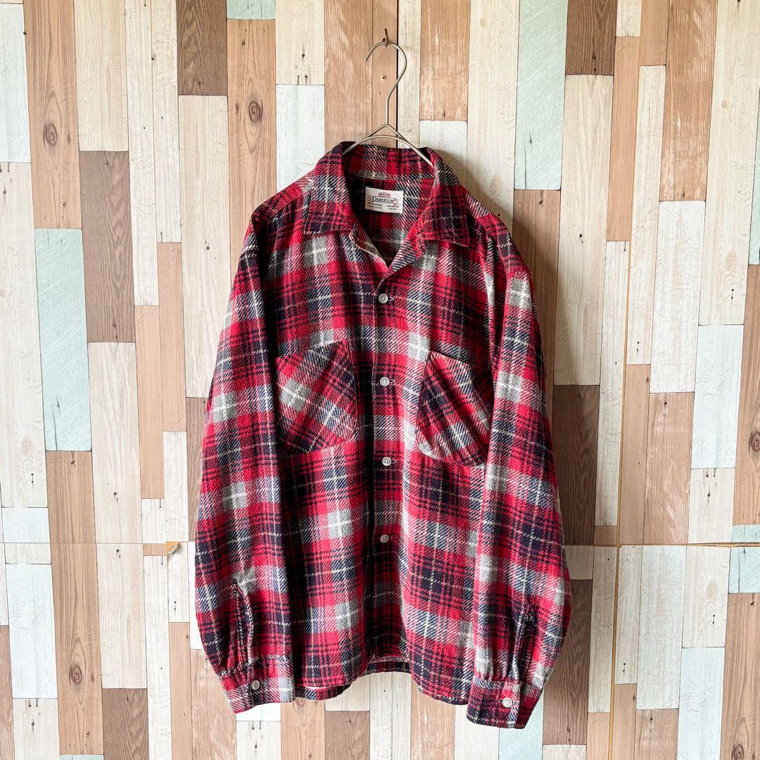 60s CAMPUS ヴィンテージ 開襟 プリントネルシャツ フランネル 古着