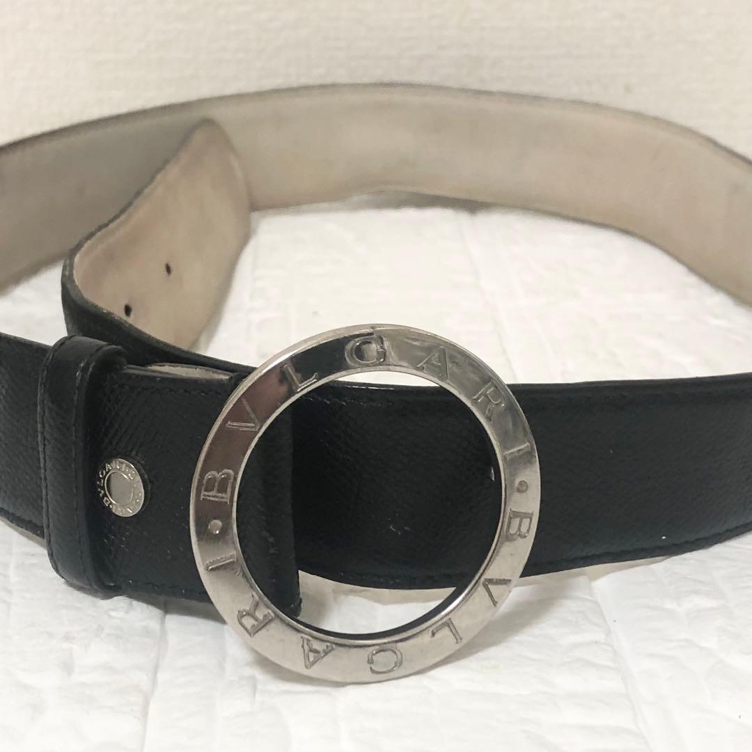 BVLGARI ブルガリ ベルト サークル リングロゴ ブラック シルバー