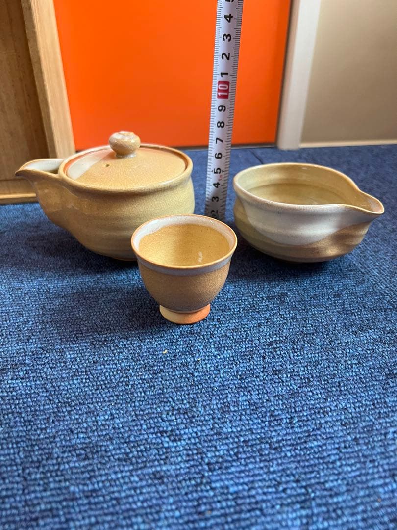 1441 萩焼 指月窯 波多野善蔵 茶器セット 宝瓶1 湯冷まし1 湯呑6