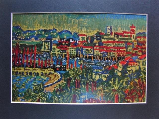 梅原龍三郎、【カンヌ】、希少な大判額装用画集より、美品、日本人画家