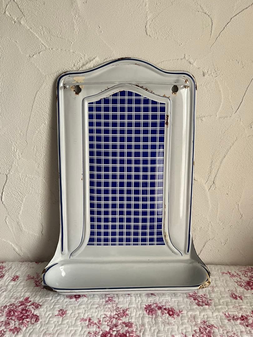 値下げ☆アンティーク BB社のホーローのレードルラック　ブルー