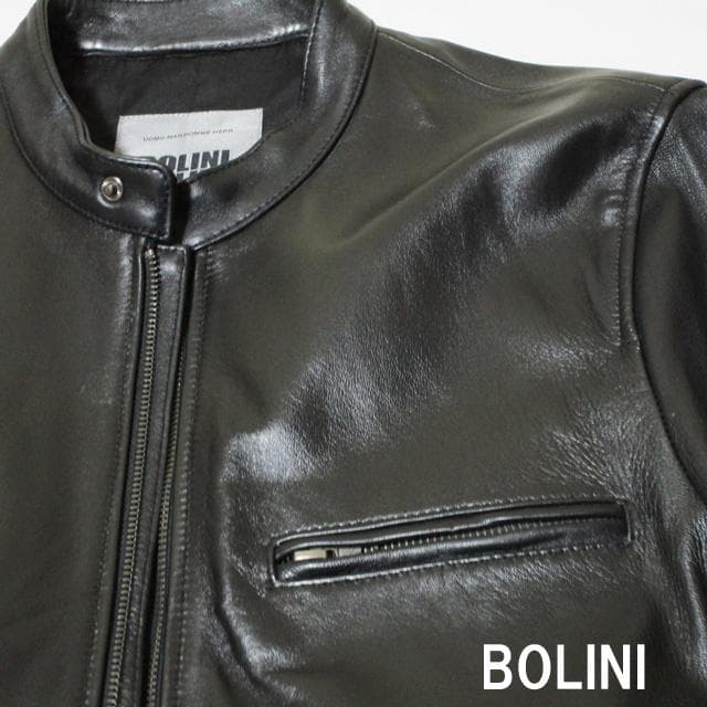 シンゲン様専用 BORINI高級ラムレザーシングルライダースジャケット/黒/48