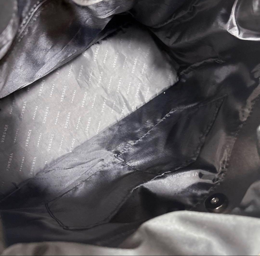 VERSACE ヴェルサーチ トートバッグ メデューサ 巾着 レザー A4 黒