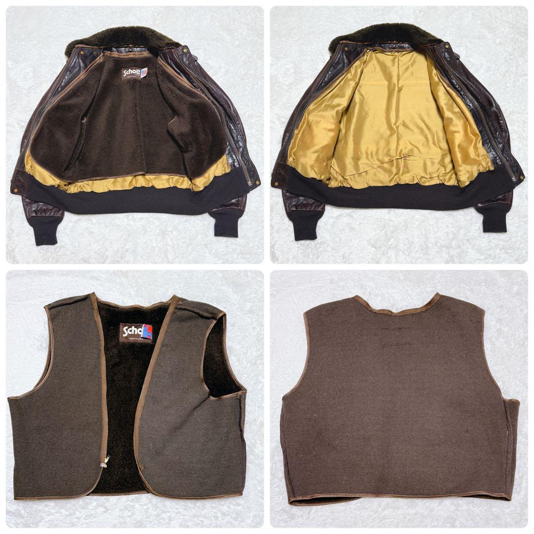 Schott フライトジャケット レザー G-1 80s USA製 ボアライナー - メルカリ