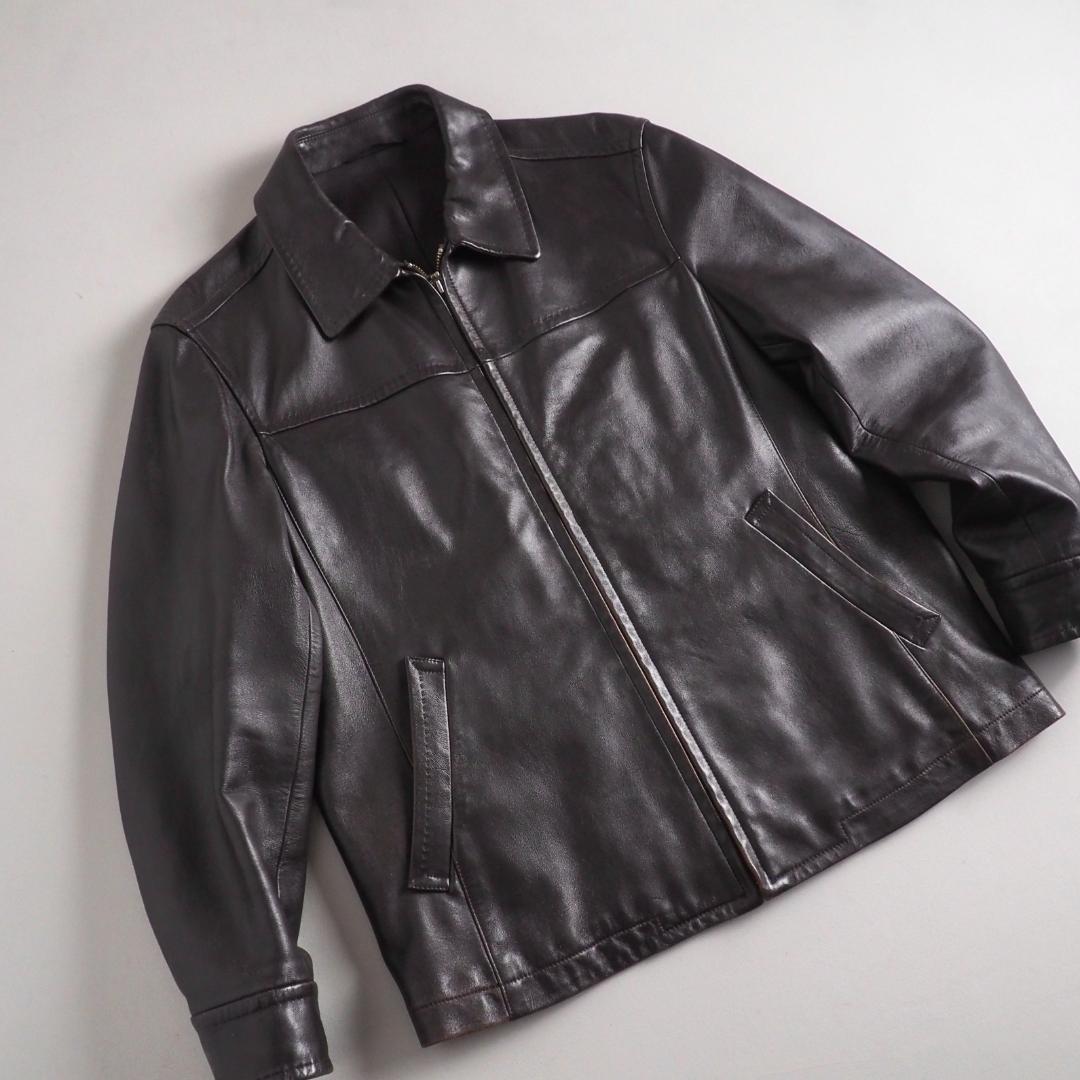 ラルフローレン　羊皮　レザージャケット　ダークブラウン　美品