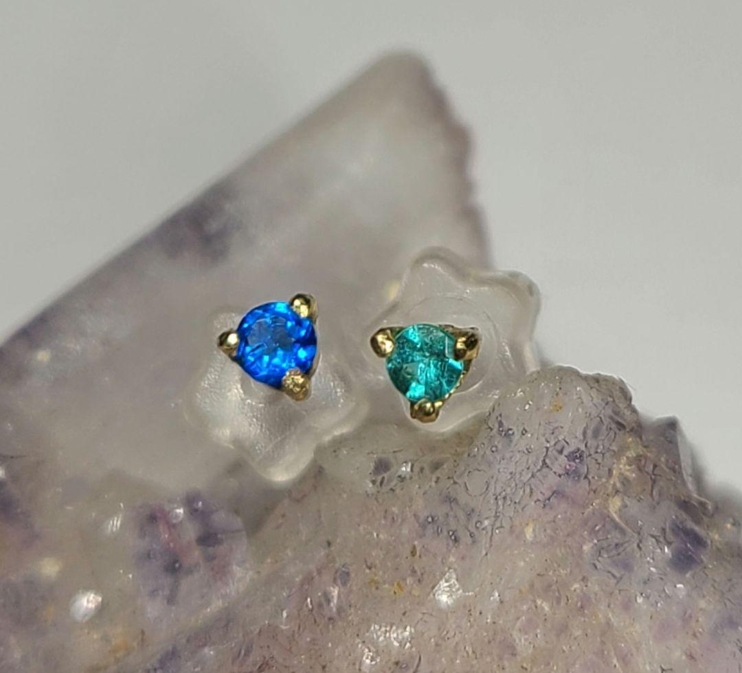 美しいネオン達!!★アウイナイト&バターリャパライバトルマリン18Kピアス★