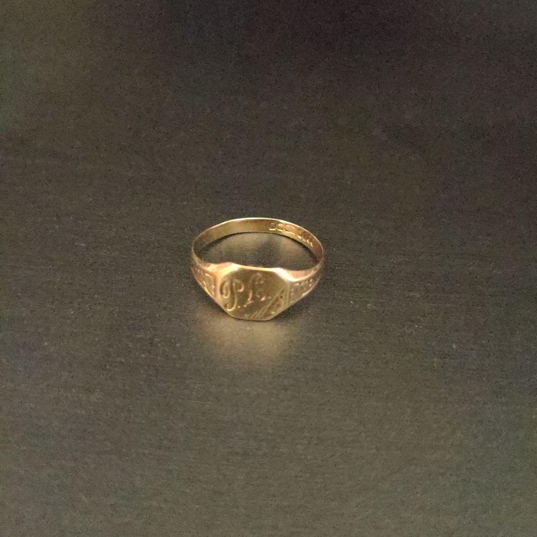 ヴィンテージシグネットリング　英国製　9k