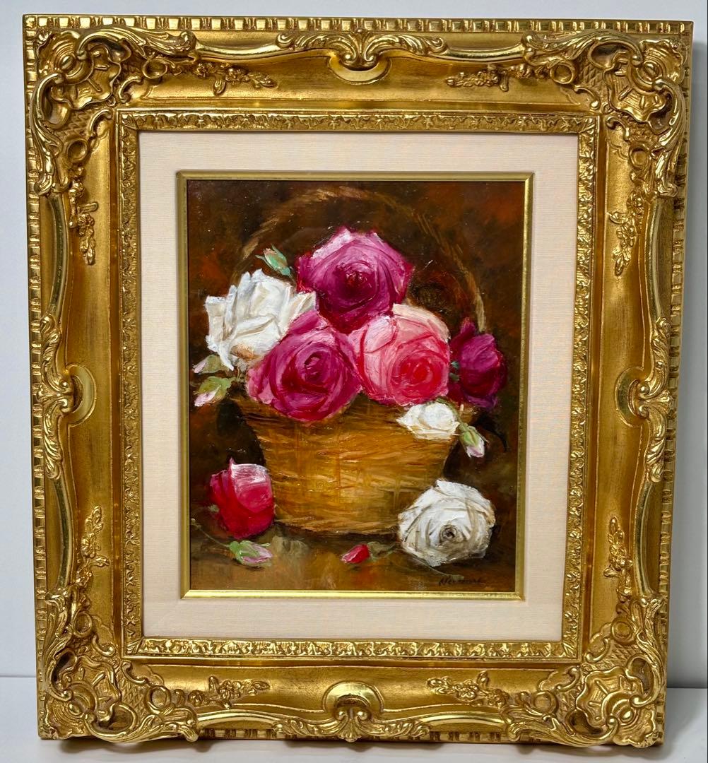 #年代尚美「ばら」油彩画 直筆サイン 年代尚美「ばら」油彩画 直筆サイン - メルカリ