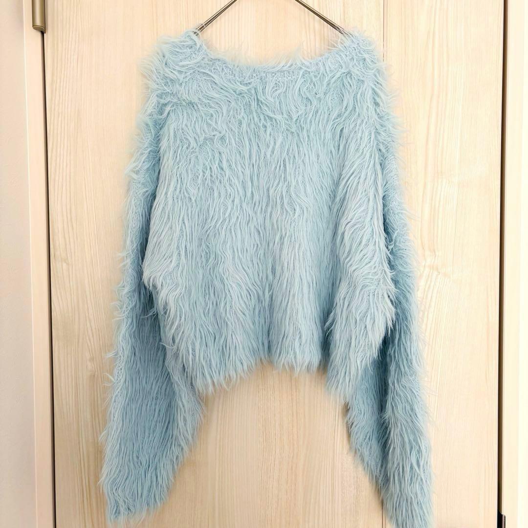 SeaRoomlynn シールームリン ヘアリーシャギーショートトップス ブルー