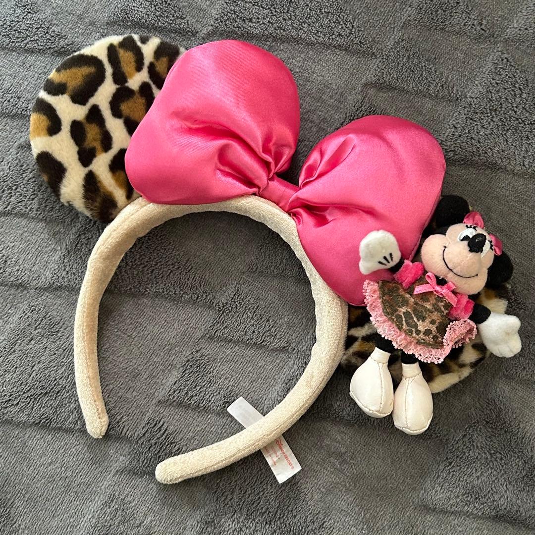 ディズニー ミニー カチューシャ レオパード柄 ヒョウ柄 ピンク - メルカリ