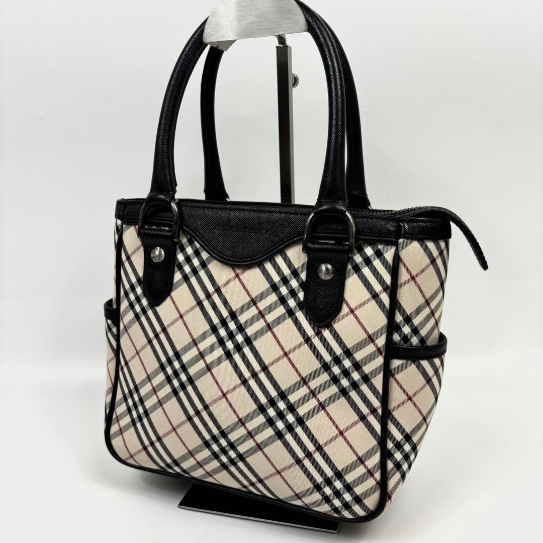 極美品 バーバリー　ハンドバッグ　キャンバス　革　スクエア　ロゴエンボス　y2k