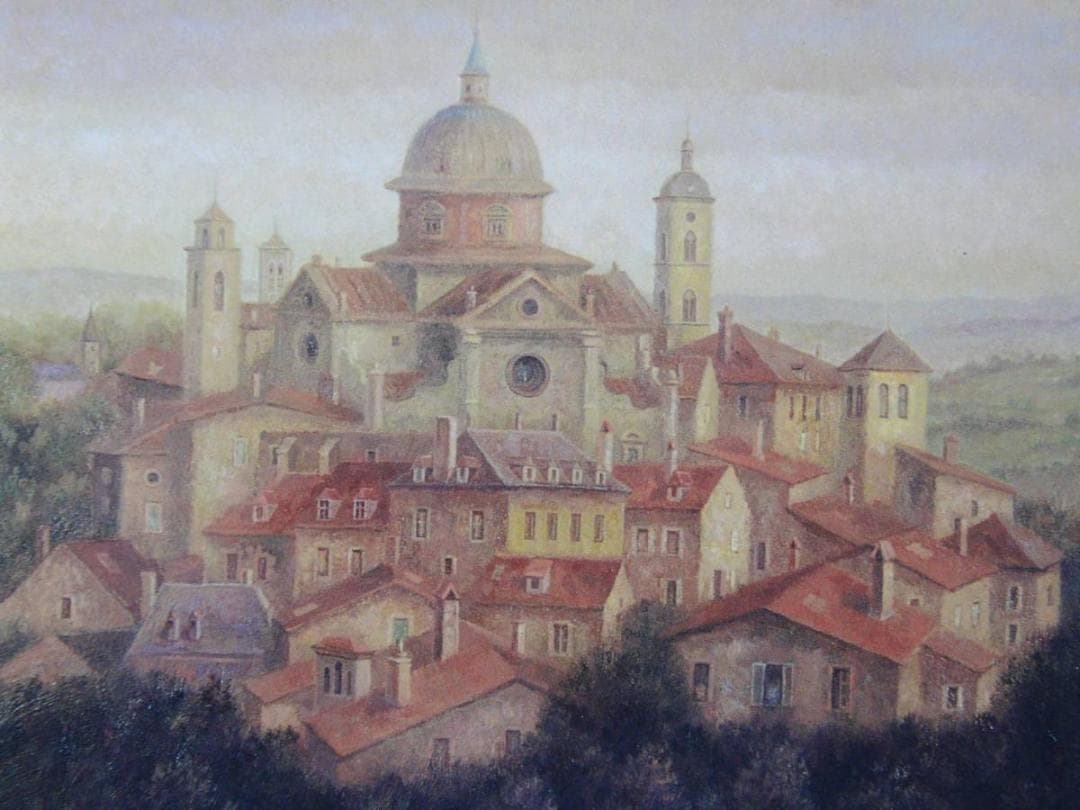 田畑和高、トスカーナ暮色、希少な画集より、新品高級額・額装付