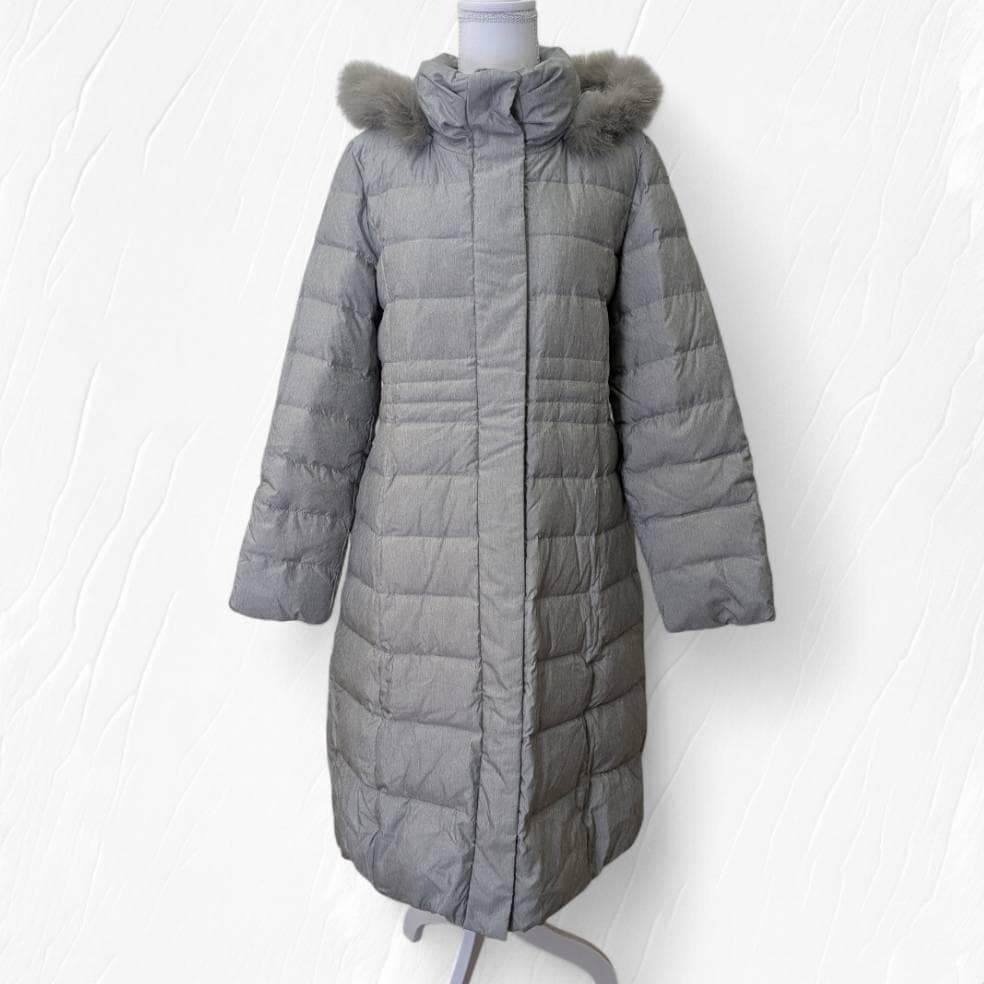 Leilian レリアン ダウン ファー付 グレー系 ロング丈 １３号サイズ