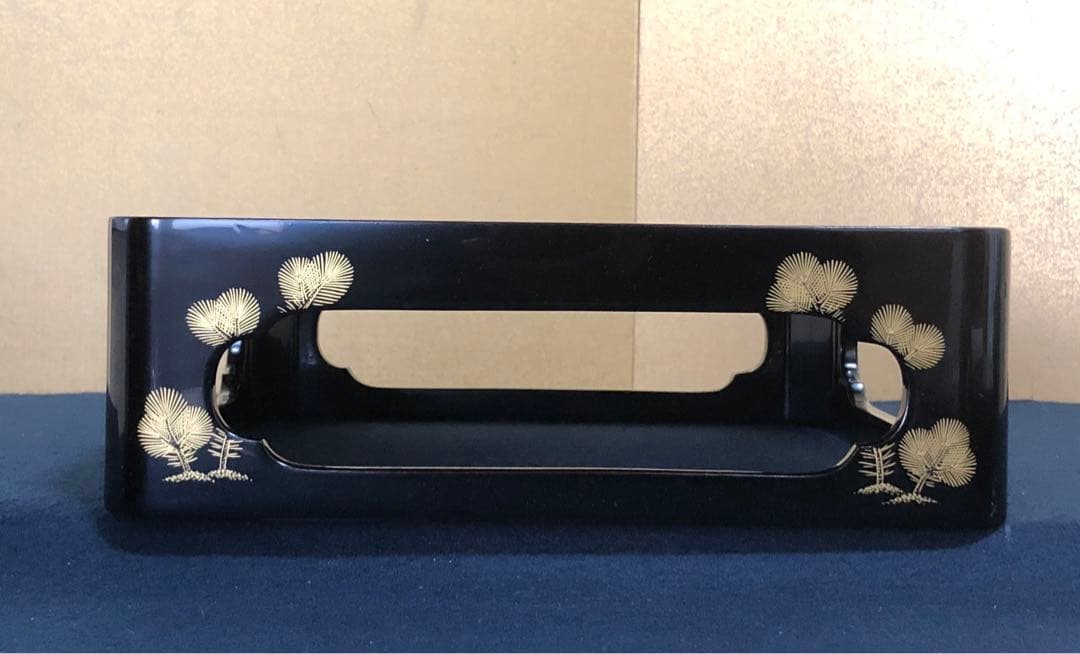 《R》輪島塗 沈金若松舞鶴 五段重 替蓋 台付 山崖松花堂謹製 251222か2