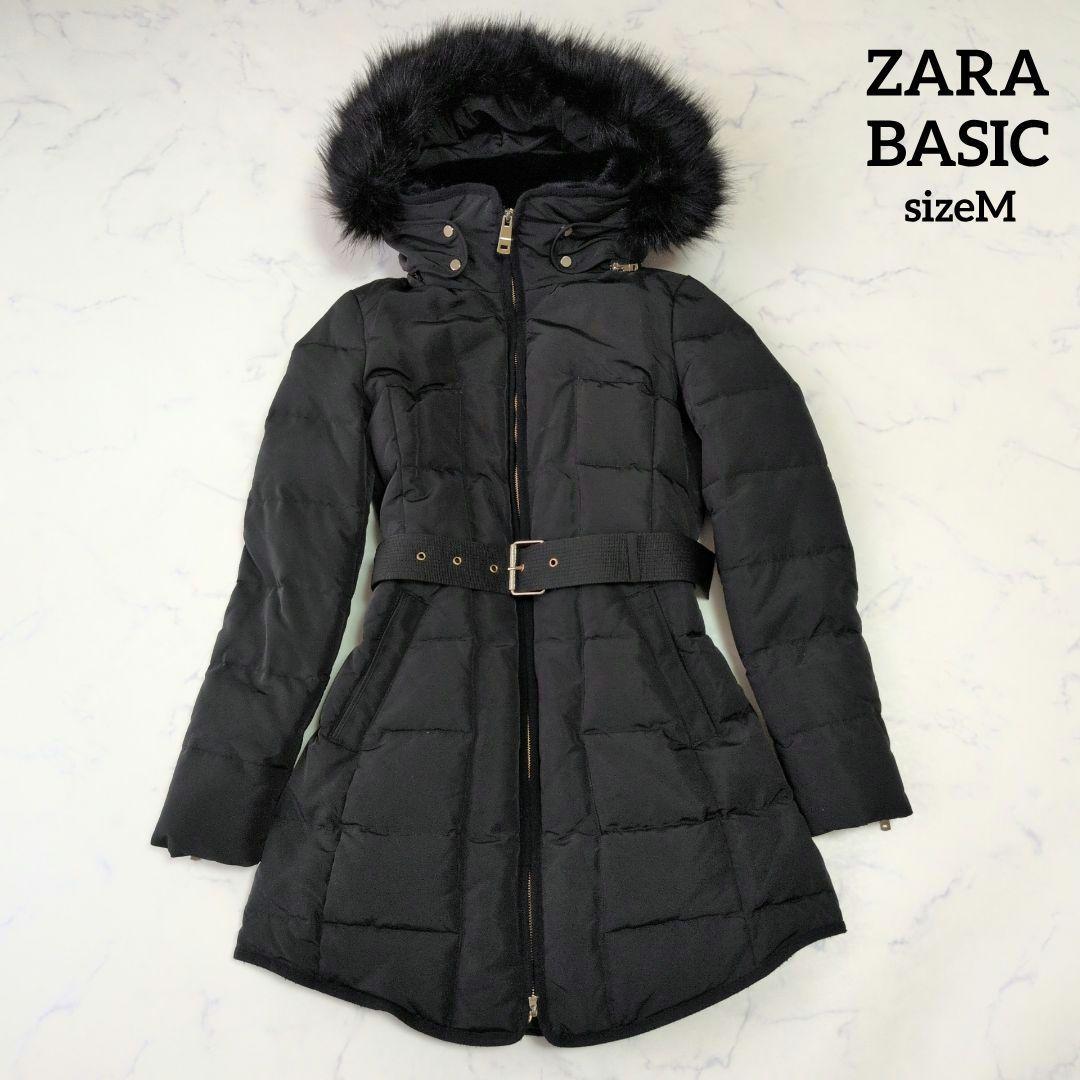 ZARA ザラ ダウンジャケット グレーダックダウン ベルト付 M 黒 2way