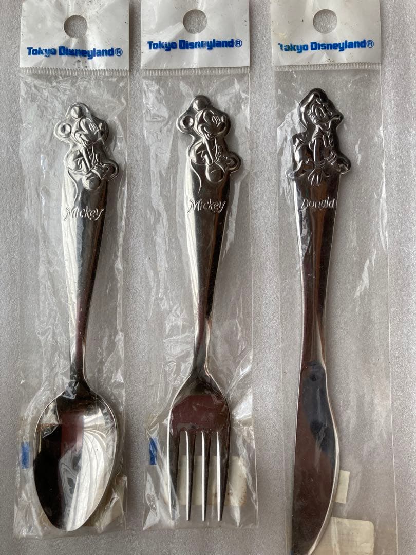 ☆レア　東京ディズニーランド ミッキー　ドナルドダック　カトラリー3点セット☆ ミッキーマウス ミニー ドナルドダック ディズニー スプーン フォーク