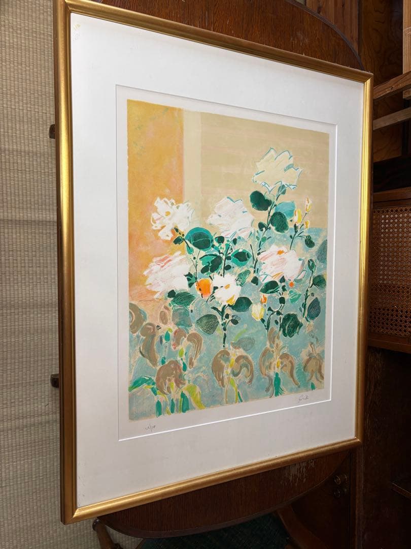 【絵画】ゴリチ『バラ』リトグラフ 直筆サイン入り 額装品