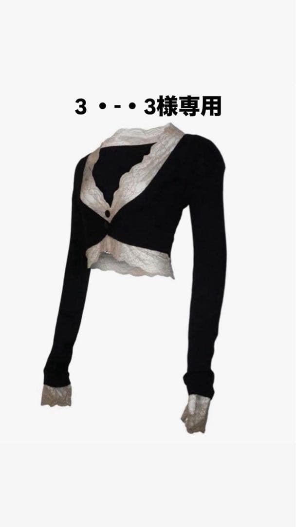 トップス theredthread S framed lace tops black