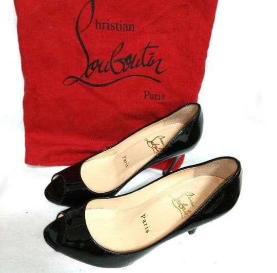 ✨極美品✨ルブタン ブラック オープントゥ ハイヒール 21cm