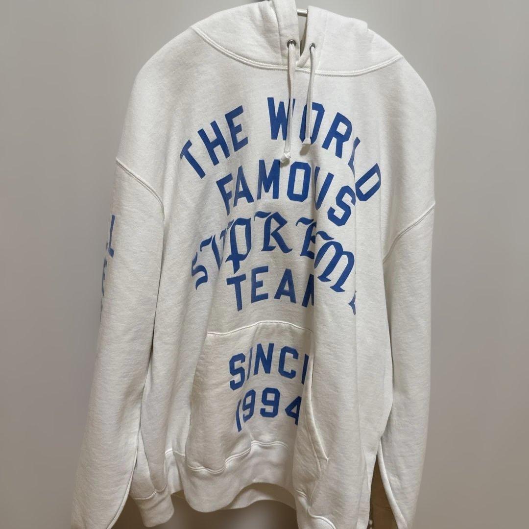 トップス Supreme Team Flocked Hooded Sweatshirt L