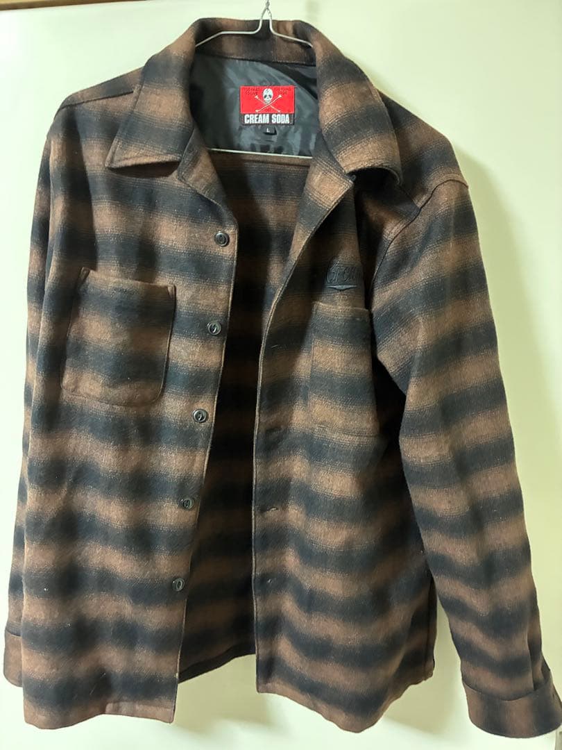 CREAM SODA ブラウンチェックネルシャツ L