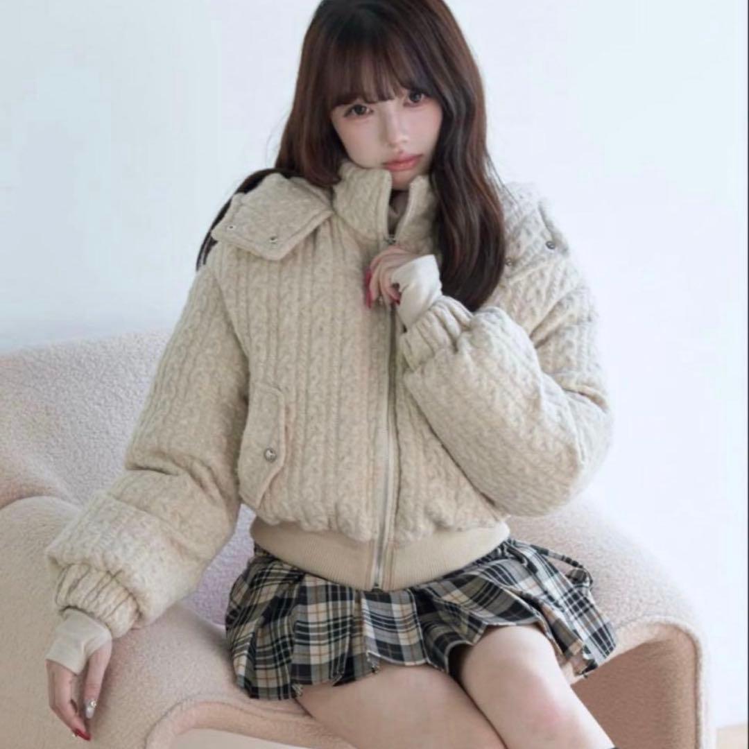 Bunnylis ケーブルニットキルティングジャケット