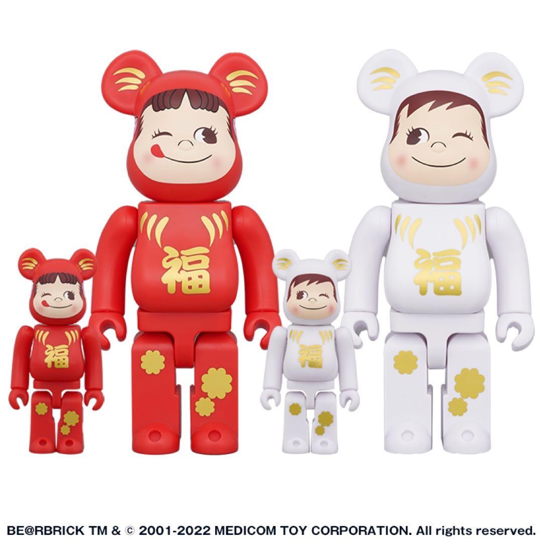 BE@RBRICK 達磨 ペコちゃん&ポコちゃん 100%&400% 4体セット