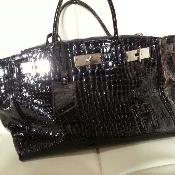 エナメル合革のトートバック