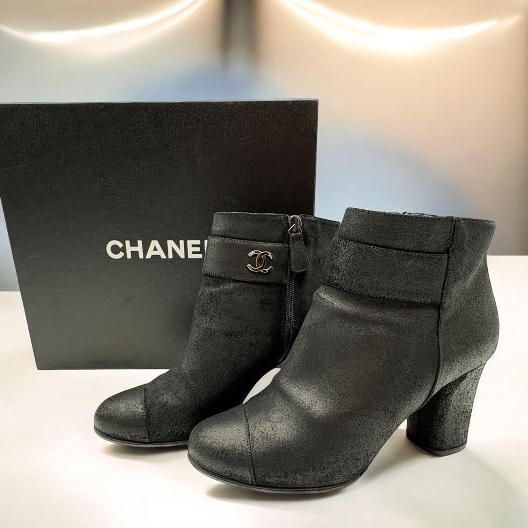 あっつー定番CHANEL シャネル　スエード　ヌバックレザー ブラック